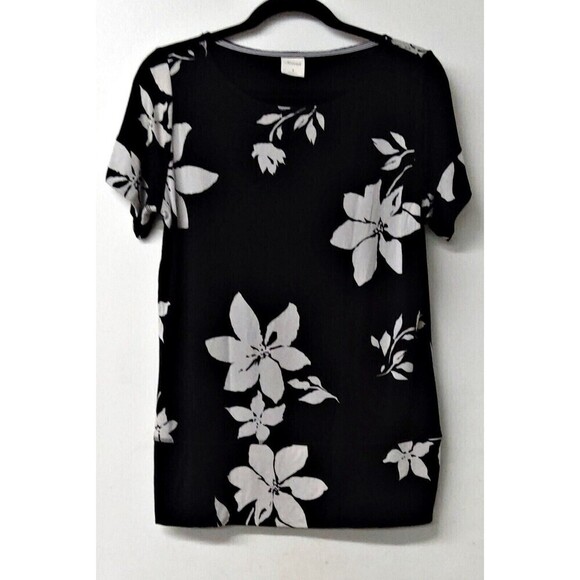 Soma Tops - SOMA Black White Floral Super Soft Short Sleeve Shirt Top (S)